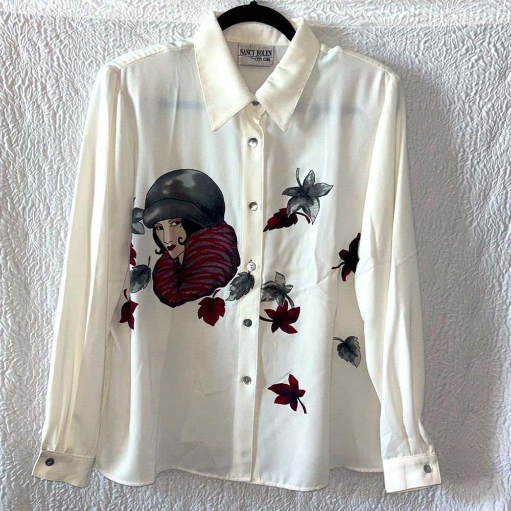Nancy Bolen by City Girl Button Down Long Sleeve Blouse